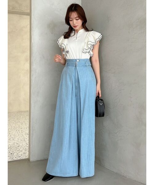 dazzlin（ダズリン）の「【C】センターパーツホックワイドパンツ（デニムパンツ・レディース・ブルー/インディゴブルー・SMALL/MEDIUM）」の19枚目の写真