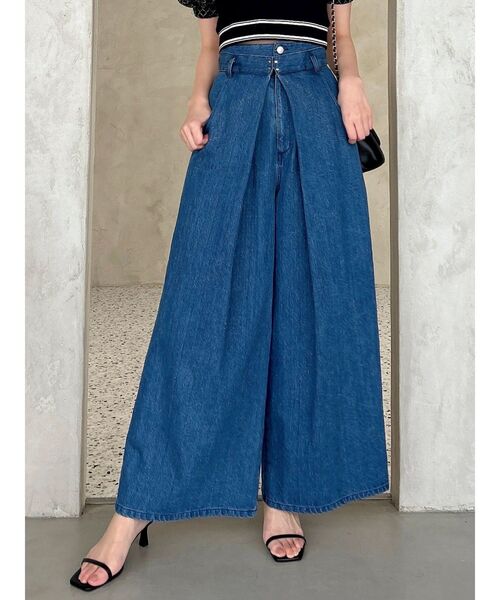dazzlin（ダズリン）の「【C】センターパーツホックワイドパンツ（デニムパンツ・レディース・ブルー/インディゴブルー・SMALL/MEDIUM）」の11枚目の写真