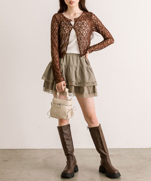 OLIVE des OLIVE(オリーブデオリーブ)の「【完売カラー再販開始!】裾レースティアードミニスカート(スカート・レディース・オフホワイト/チャコールグレー/グレイッシュベージュ・FREE)」の19枚目の写真