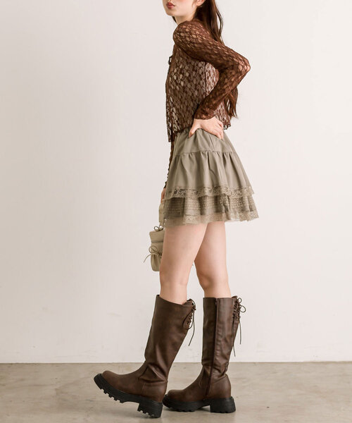 OLIVE des OLIVE(オリーブデオリーブ)の「【完売カラー再販開始!】裾レースティアードミニスカート(スカート・レディース・オフホワイト/チャコールグレー/グレイッシュベージュ・FREE)」の18枚目の写真