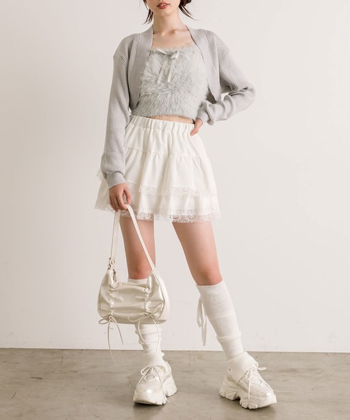 OLIVE des OLIVE(オリーブデオリーブ)の「【完売カラー再販開始!】裾レースティアードミニスカート(スカート・レディース・オフホワイト/チャコールグレー/グレイッシュベージュ・FREE)」の9枚目の写真