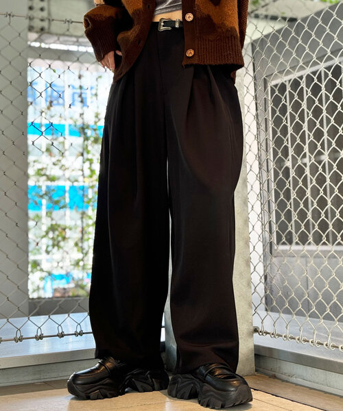 CIAOPANIC（チャオパニック）の「スーパータックワイドスラックス（スラックス・レディース・ネイビー/ブラック/チャコールグレー/ブラウン/アイボリー/グレー・LARGE/MEDIUM/38/40）」の19枚目の写真