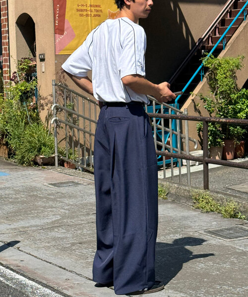 ワイドスラックス CAMBIO スラックス mp13384-ストライプワイドスラックスパンツ