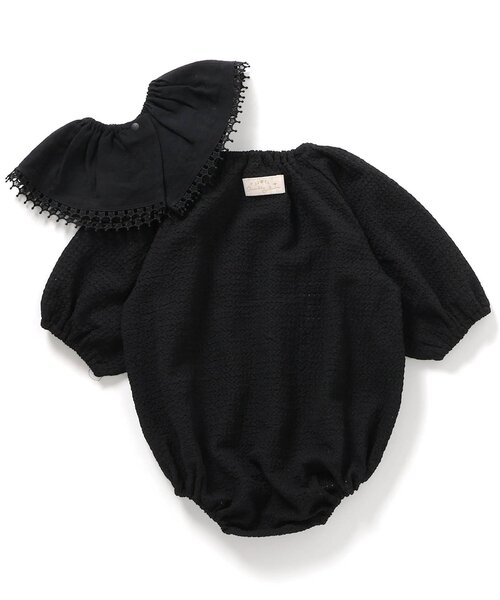 apres les cours(アプレレクール)の「つけ襟付きボディスーツ(ロンパース・キッズ・ブラック/アイボリー・70/80)」の3枚目の写真