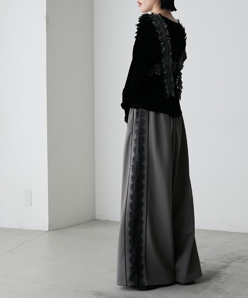 forksy.（フォルクシー）の「【forksy.】レースシアーラインワイドトラックパンツ/ジャージ（その他パンツ・レディース・ネイビー/ベージュ/チャコール/レッド・FREE）」の15枚目の写真