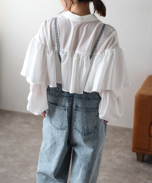 ストラップデザインデニムサロペット（サロペット