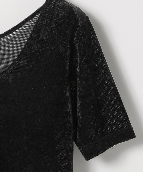 PAGEBOY(ページボーイ)の「シアーベロアルーズネックショートスリーブ(Tシャツ/カットソー・レディース・モカ/ブラウン/オフホワイト/ブラック・FREE)」の7枚目の写真