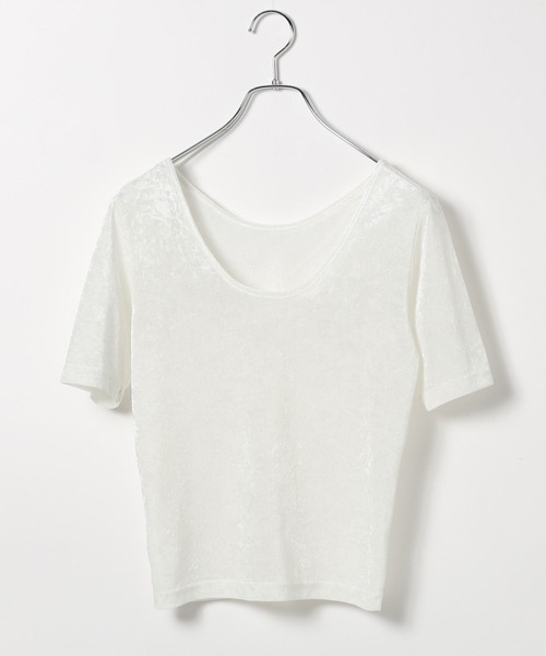 PAGEBOY(ページボーイ)の「シアーベロアルーズネックショートスリーブ(Tシャツ/カットソー・レディース・モカ/ブラウン/オフホワイト/ブラック・FREE)」の10枚目の写真