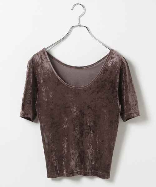 PAGEBOY(ページボーイ)の「シアーベロアルーズネックショートスリーブ(Tシャツ/カットソー・レディース・モカ/ブラウン/オフホワイト/ブラック・FREE)」の12枚目の写真