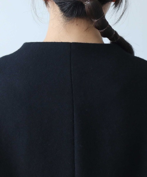 yuni（ユニ　）の「△super110 綾2重織ボトルネックコート（ノーカラージャケット・レディース・ブラック/グレー/ネイビー/ブラウン・FREE）」の21枚目の写真
