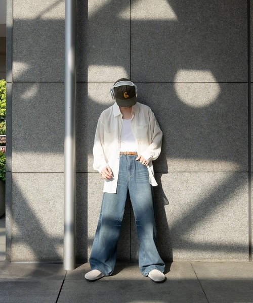 Perushu（ペルーシュ）の「ストライプシアーシャツ（シャツ/ブラウス・メンズ・ボルドー/ブラック/オフホワイト・MEDIUM/LARGE）」の13枚目の写真