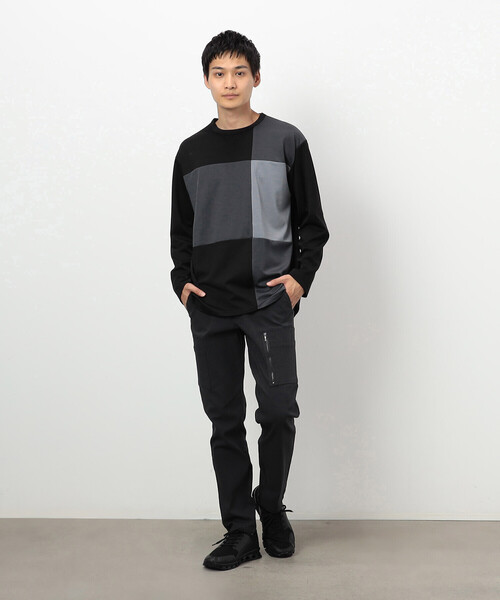 COMME CA ISM(コムサイズム)の「カラーブロック パッチワーク クルーネックTシャツ(長袖)(Tシャツ/カットソー・メンズ・ベージュ/ホワイト/ブラック・LARGE/MEDIUM)」の6枚目の写真