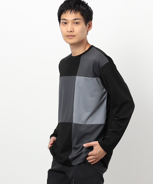 COMME CA ISM(コムサイズム)の「カラーブロック パッチワーク クルーネックTシャツ(長袖)(Tシャツ/カットソー・メンズ・ベージュ/ホワイト/ブラック・LARGE/MEDIUM)」の7枚目の写真