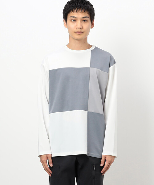 COMME CA ISM(コムサイズム)の「カラーブロック パッチワーク クルーネックTシャツ(長袖)(Tシャツ/カットソー・メンズ・ベージュ/ホワイト/ブラック・LARGE/MEDIUM)」の10枚目の写真