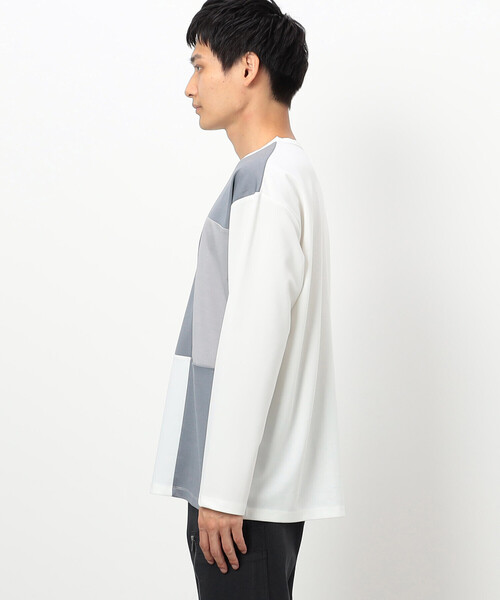 COMME CA ISM(コムサイズム)の「カラーブロック パッチワーク クルーネックTシャツ(長袖)(Tシャツ/カットソー・メンズ・ベージュ/ホワイト/ブラック・LARGE/MEDIUM)」の11枚目の写真