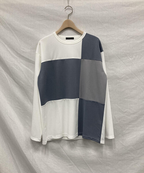 COMME CA ISM(コムサイズム)の「カラーブロック パッチワーク クルーネックTシャツ(長袖)(Tシャツ/カットソー・メンズ・ベージュ/ホワイト/ブラック・LARGE/MEDIUM)」の19枚目の写真