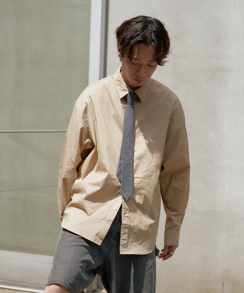 WHIMSIC（ウィムジック）の「【UNISEX】ネクタイ付きレギュラーカラ―シャツ（シャツ/ブラウス・レディース・ブルー/ピンク/ベージュ・FREE）」の10枚目の写真