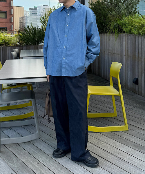 WHIMSIC（ウィムジック）の「【UNISEX】ネクタイ付きレギュラーカラ―シャツ（シャツ/ブラウス・レディース・ブルー/ピンク/ベージュ・FREE）」の16枚目の写真