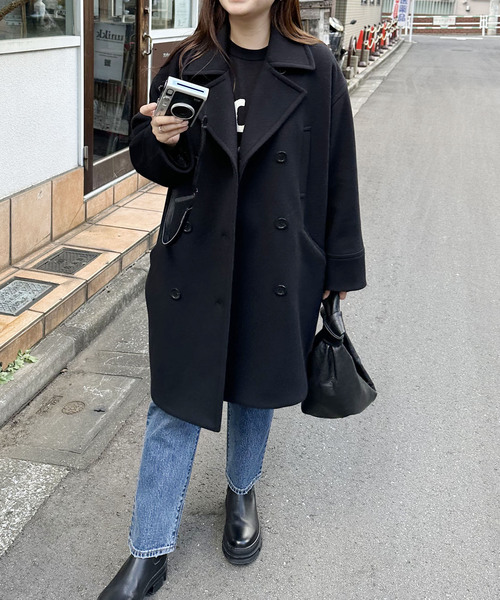 JOURNAL STANDARD（ジャーナルスタンダード）の「Super140 ミドルPコート（ピーコート・レディース・ブラック/ブラック系その他・38/36）」の7枚目の写真