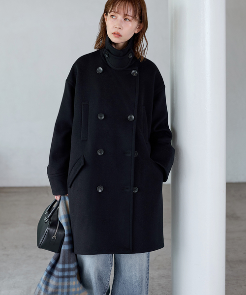 JOURNAL STANDARD（ジャーナルスタンダード）の「Super140 ミドルPコート（ピーコート・レディース・ブラック/ブラック系その他・38/36）」の15枚目の写真