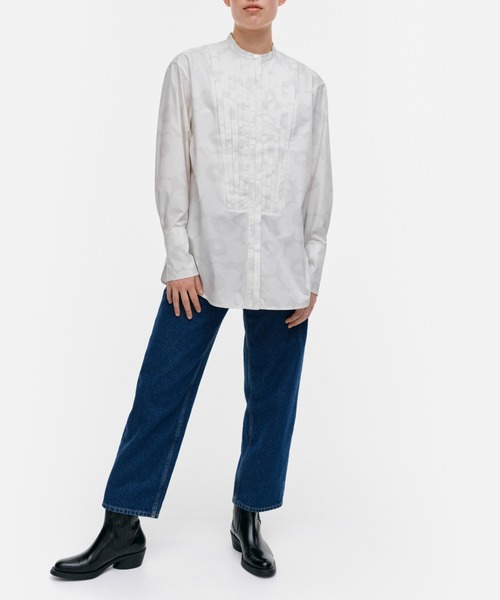 marimekko（マリメッコ）の「Heti Unikko /co poplin　blouse（シャツ/ブラウス・レディース・ホワイト・40/38/42/36/34）」の2枚目の写真