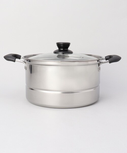 蒸し処 ステンレス製ガラス蓋付深型鍋22cm(目皿付)（鍋