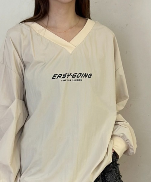 Per sist ence（パーシエンス）の「ナイロンVネックプリントプルオーバー（Tシャツ/カットソー・レディース・グレー/ブラック/アイボリー・FREE）」の15枚目の写真