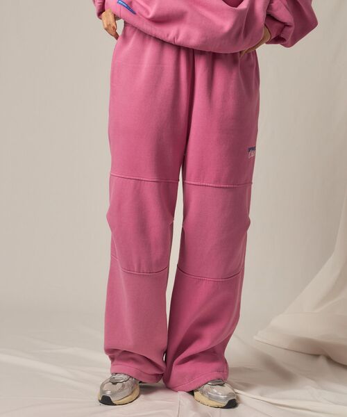 【SEQUENZ（シークエンズ）】DOUBLE KNEE WASHED SWEAT PANTS / スノーウォッシュ加工 刺繍 オーバーサイズ ヴィンテージライク 刺繍 裏起毛 【セットアップ対応】（スウェットパンツ）｜SEQUENZ（シークエンズ）