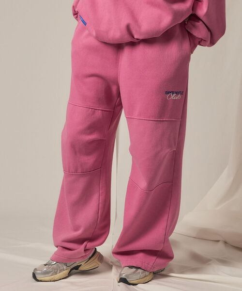 【SEQUENZ（シークエンズ）】DOUBLE KNEE WASHED SWEAT PANTS / スノーウォッシュ加工 刺繍 オーバーサイズ ヴィンテージライク 刺繍 裏起毛 【セットアップ対応】（スウェットパンツ）｜SEQUENZ（シークエンズ）