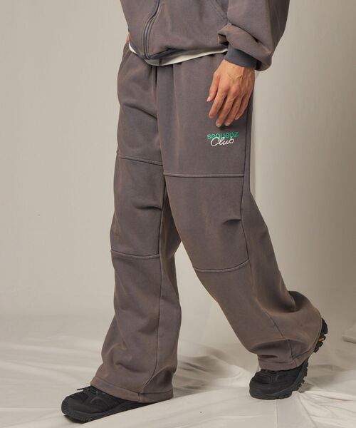 【SEQUENZ（シークエンズ）】DOUBLE KNEE WASHED SWEAT PANTS / スノーウォッシュ加工 刺繍 オーバーサイズ ヴィンテージライク 刺繍 裏起毛 【セットアップ対応】（スウェットパンツ）｜SEQUENZ（シークエンズ）
