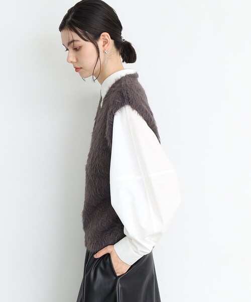 THE SHOP TK (ザ ショップ ティーケー )の「◆【ヒルナンデス!で紹介】Vネックフェザーベスト/洗える(ベスト・レディース・スミクロ/スモーキーグリーン系/ナチュラル・99)」の7枚目の写真