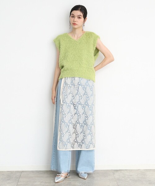 THE SHOP TK (ザ ショップ ティーケー )の「◆【ヒルナンデス!で紹介】Vネックフェザーベスト/洗える(ベスト・レディース・スミクロ/スモーキーグリーン系/ナチュラル・99)」の10枚目の写真