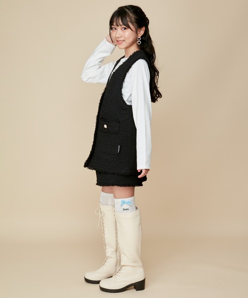 JENNI love（ジェニィラブ）の「【ウエスト調整可能】ツイードショートパンツ（その他パンツ・キッズ・ブラック/その他・130cm/140cm/150cm/160cm）」の5枚目の写真