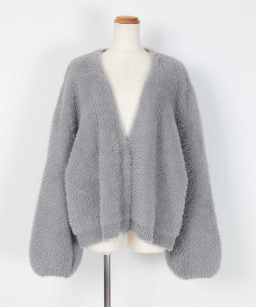 シャギーVネックボリュームニットカーディガン（カーディガン/ボレロ）｜ur's（ユアーズ）