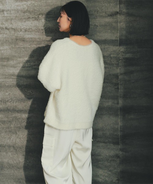 シャギーVネックボリュームニットカーディガン（カーディガン/ボレロ）｜ur's（ユアーズ）