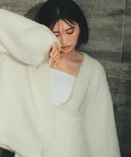 シャギーVネックボリュームニットカーディガン（カーディガン/ボレロ）｜ur's（ユアーズ）