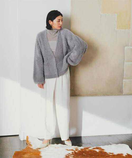 シャギーVネックボリュームニットカーディガン（カーディガン/ボレロ）｜ur's（ユアーズ）