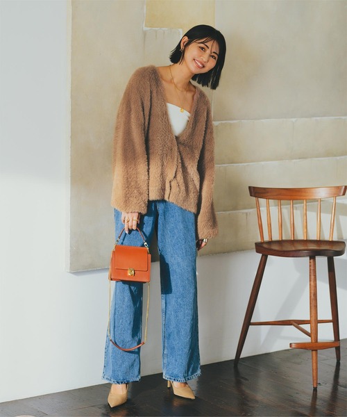 シャギーVネックボリュームニットカーディガン（カーディガン/ボレロ）｜ur's（ユアーズ）