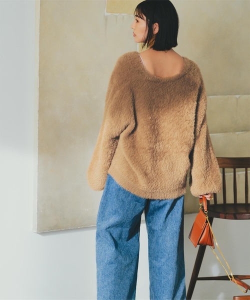 シャギーVネックボリュームニットカーディガン（カーディガン/ボレロ）｜ur's（ユアーズ）