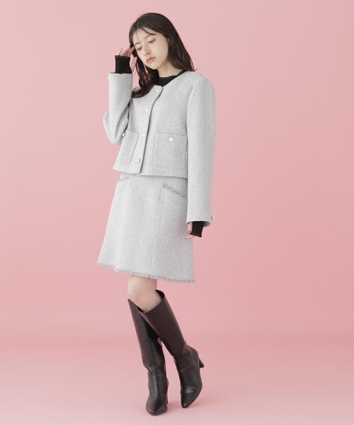 JILL STUARTオリジナル　ツイードノーカラ ージャケット JILL by JILL STUART（ジルバイジルスチュアート）の