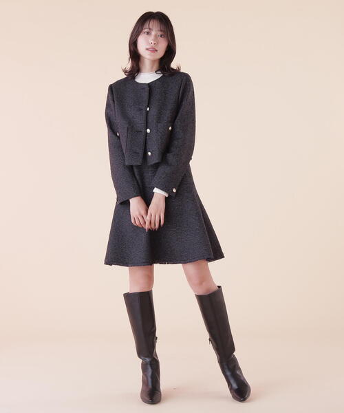 JILL by JILL STUART｜ラメツイードチェックノーカラー