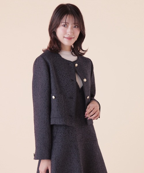 ジルスチュアート　ノーカラー　ジャケット　ツィード JILL by JILL STUART（ジルバイジルスチュアート）の「◇オリジナル