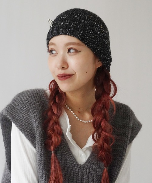 Jelly moo(ジェリームー)の「【 Jelly moo / ジェリームー 】 リボン スパンコール ビーニー / ニットキャップ / 帽子 #_(ニットキャップ/ビーニー・レディース・ブラック系その他/ブラック・FREE)」の8枚目の写真