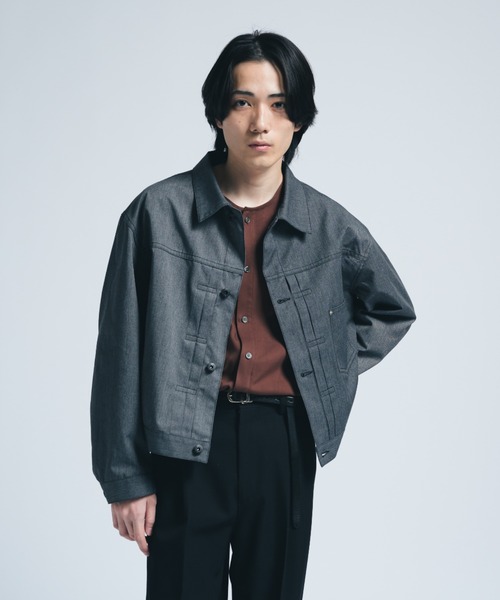 INTER FACTORY（インターファクトリー）の「ブラックシャンブレー 1st ジャケット/ Relux Fit - made in INTER FACTORY（その他アウター・メンズ・ブラック・LARGE/MEDIUM/SMALL）」の3枚目の写真