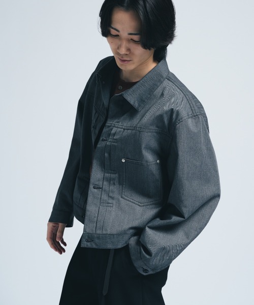 INTER FACTORY（インターファクトリー）の「ブラックシャンブレー 1st ジャケット/ Relux Fit - made in INTER FACTORY（その他アウター・メンズ・ブラック・LARGE/MEDIUM/SMALL）」の7枚目の写真