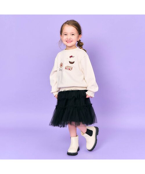 apres les cours（アプレレクール）の「ティアードチュールスカート（スカート・キッズ・アイボリー/ブラック・140/90/120/130/110/100）」の3枚目の写真