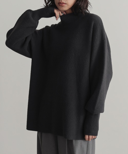for/c(フォーシー)の「Wフェイスフェザーハイネックニット【サスティナブル】(ニット/セーター・レディース・アイボリー/ネイビー/チャコールグレー・L/M)」の5枚目の写真