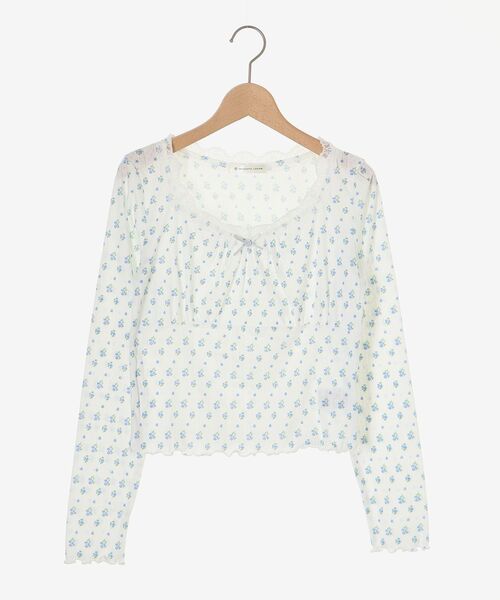 MAJESTIC LEGON（マジェスティックレゴン）の「ローズモチーフ付き長袖トップス（Tシャツ/カットソー・レディース・ホワイト系その他2/ブルー系その他2/ピンク系その他2/ホワイト系その他・MEDIUM）」の7枚目の写真