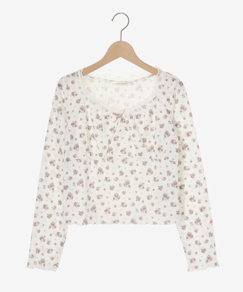 MAJESTIC LEGON（マジェスティックレゴン）の「ローズモチーフ付き長袖トップス（Tシャツ/カットソー・レディース・ホワイト系その他2/ブルー系その他2/ピンク系その他2/ホワイト系その他・MEDIUM）」の5枚目の写真