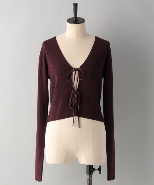 A part by(アパートバイ)の「【e/rm】シルクコンカーディガン(カーディガン/ボレロ・レディース・その他/ボルドー/ブラック・FREE)」の3枚目の写真